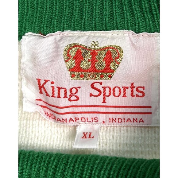 VTG KING SPORTS Mens XL Quaker State Racing Striped Sleeve Ivory SWEATER EUC - Picture 7 of 9
